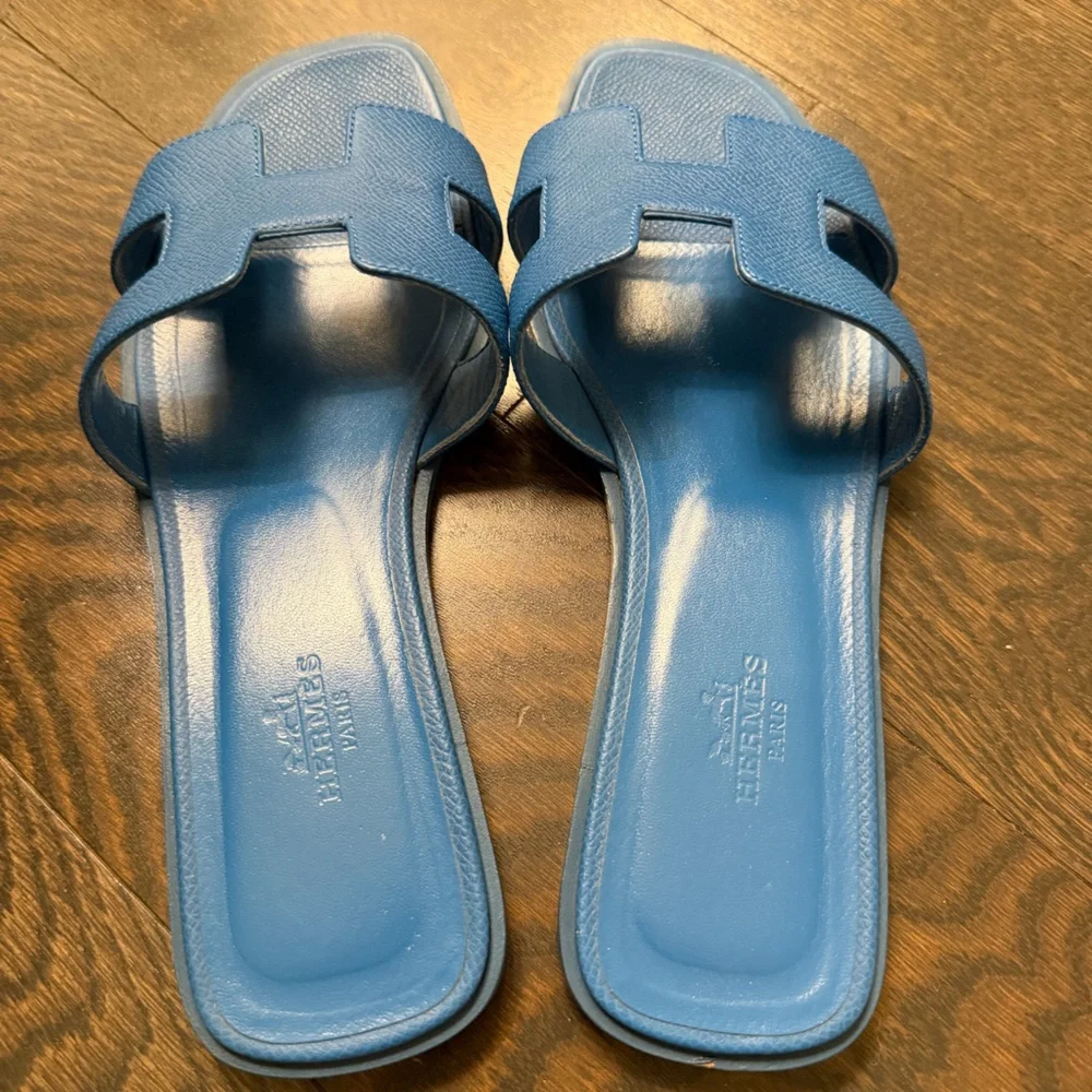 Hermes Blue Oran Sandal 100% Authentic - Picture 7 of 8